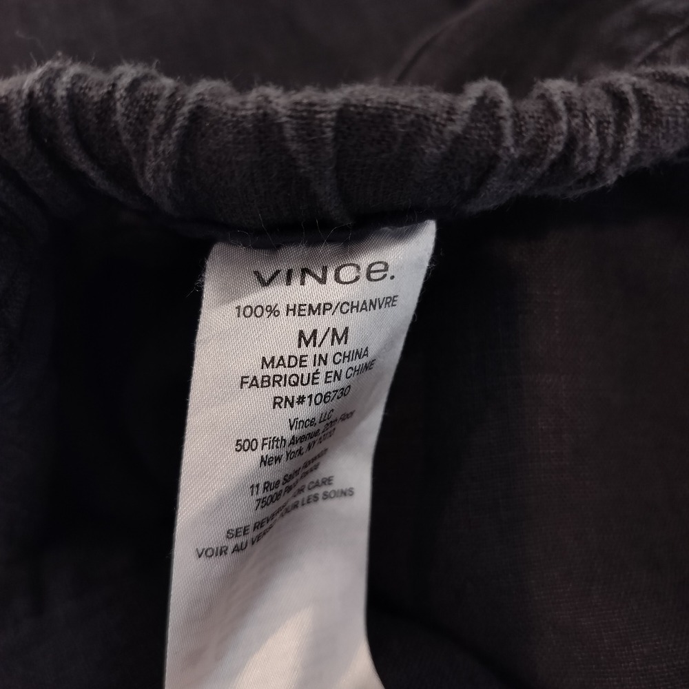 Vince Hemp Pants Medium Drawstring Relaxed Minimal Casual Black - Picture 9 of 9